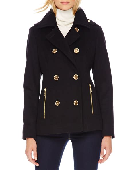 michael kors wool cashmere pea coat|michael kors wool peacoat.